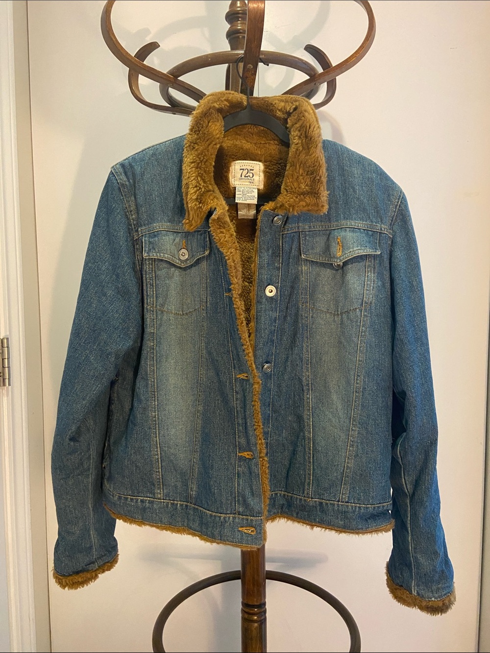 725 Originals Classic Blue Denim Jacket with Tan Sherpa Lining
